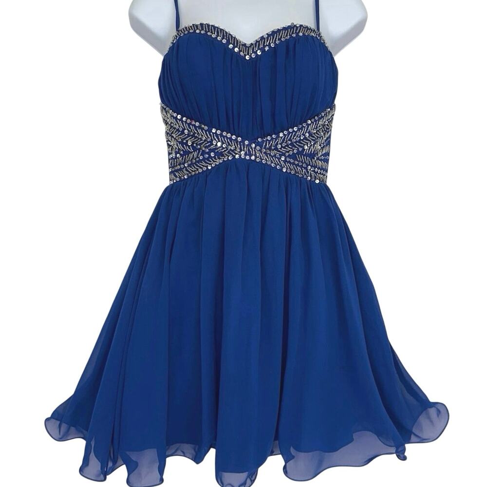B. Smart Royal blue w/rhinestone short party /cocktail dress junior size 3